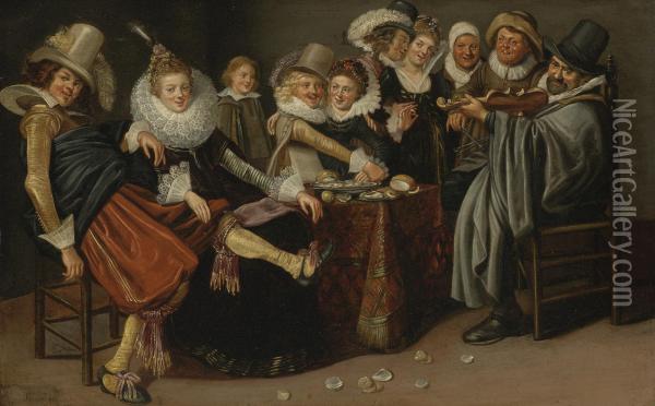 Musical Company In An Interior Oil Painting - Willem Buytewech