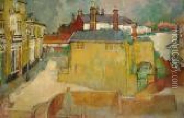 Kingston Row Locks, Birmingham Oil Painting - Irene A. Welburn