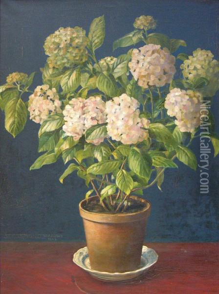 Nature Morte Au Pot D'hortensias Oil Painting - Stanislaw Ejsmond