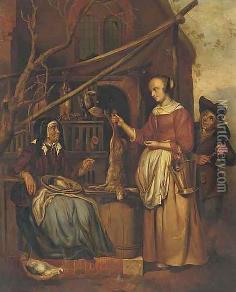 The poultry seller Oil Painting - Gabriel Metsu