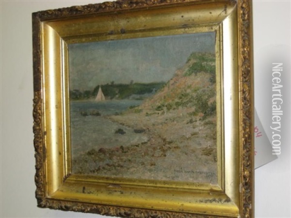 Coastal Scene With Sailboat Oil Painting - Frederick Oakes Sylvester
