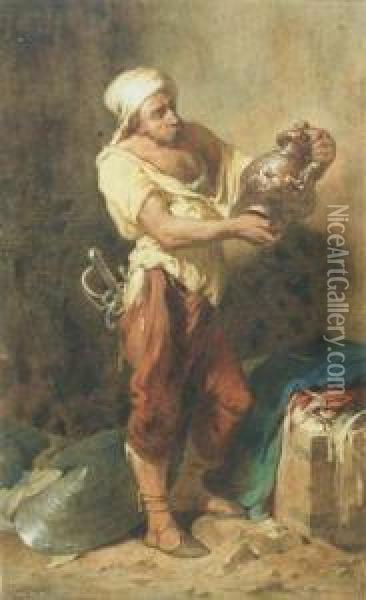 Turkish Man With Ewer Oil Painting - Emmanuel Adolphe Midy
