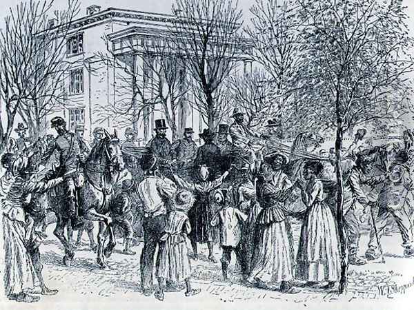 President Lincoln leaving the Davis Mansion, illustration from Battles and Leaders of the Civil War, edited by Robert Underwood Johnson and Clarence Clough Buel Oil Painting - William Ludlow Sheppard