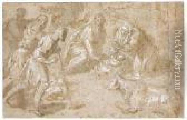 The Adoration Of The Shepherds Oil Painting - Acopo D'Antonio Negretti (see Palma Giovane)