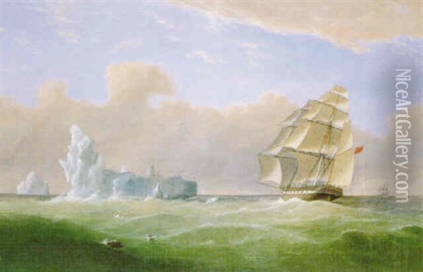 Aurora Navigating The Ice Floes Oil Painting - Thomas Robertson