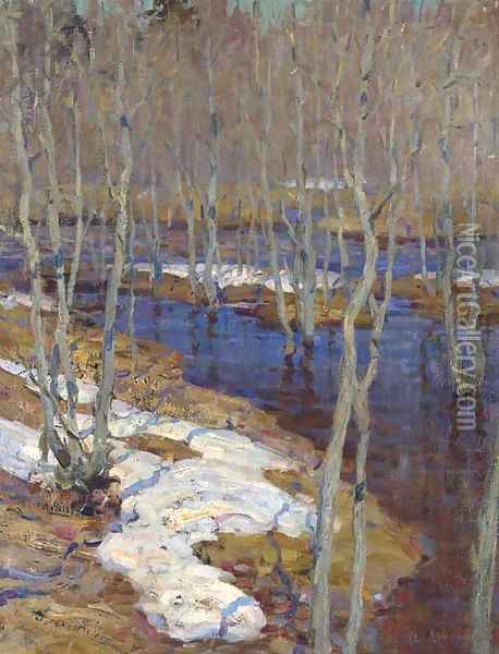The thaw Oil Painting - Isaak Ilyich Levitan