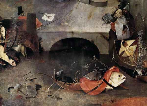Triptych of Temptation of St Anthony (detail) 8 Oil Painting - Hieronymous Bosch