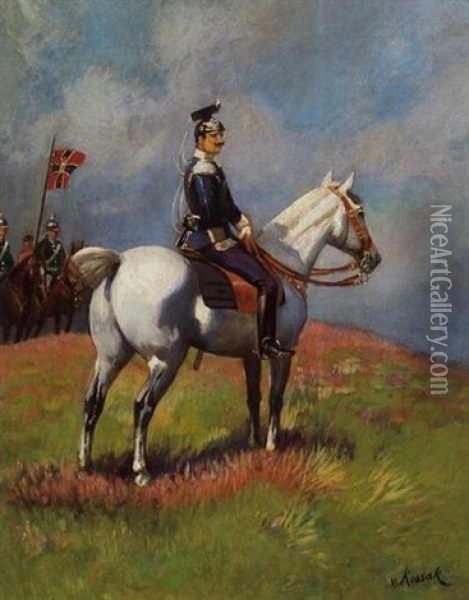 Kaiser Wilhelm Ii Bei Den Kaisermanovern Des Jahres 1901 Oil Painting - Woiciech (Aldabert) Ritter von Kossak