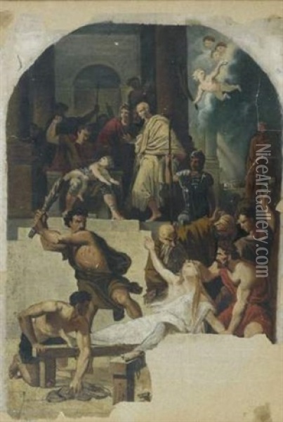 Le Martyre De Saint Cyr Et De Sa Mere Sainte Juliette (study) Oil Painting - Francois-Joseph Heim