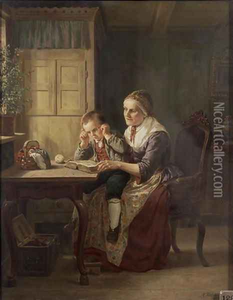 Grannys Darling, 1861 Oil Painting - Adolph Tidemand