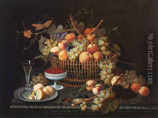 Still Life with Fruit and Vase Oil Painting - Severin Roesen