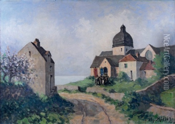 Sortie D'eglise En Bretagne Oil Painting - Jean-Charles Millet