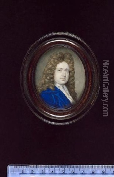 William Cheyne, 2nd Viscount Newhaven, Wearing Blue Cloak, White Jabot And Full-bottomed Wig Oil Painting - Bernard (Goupy) Lens III