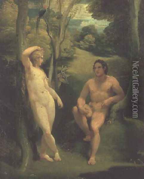 Adam and Eve in the Garden of Eden Oil Painting - Thomas Stothard