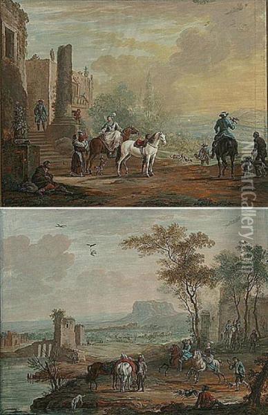 Paar Jachttaferelen Oil Painting - Louis Nicolael van Blarenberghe