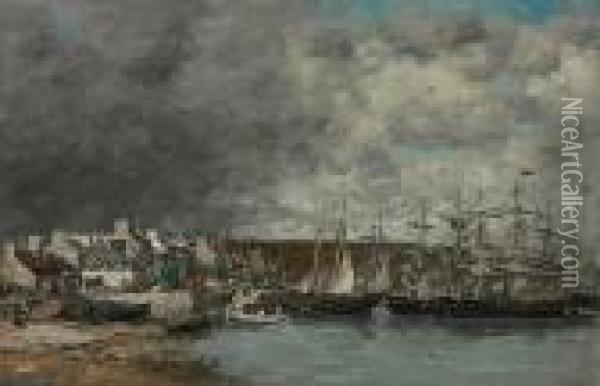 Camaret, Le Port Oil Painting - Eugene Boudin
