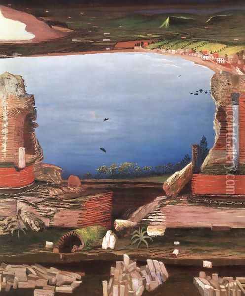 A taorminai gorog szinhaz romjai (reszlet-1), 1904-05 Oil Painting - Tivadar Kosztka Csontvary
