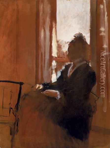 Woman at a Window, c.1871-2 Oil Painting - Edgar Degas