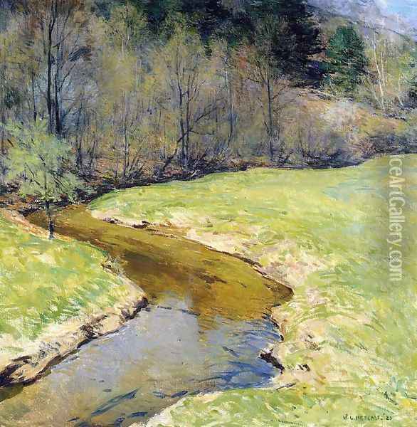 The Sunny Brook, Chester, Vermont Oil Painting - Willard Leroy Metcalf