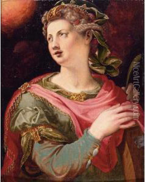 Saint Catherine Of Alexandria Oil Painting - Michele di Ridolfo del Ghirlandaio (see Tosini)