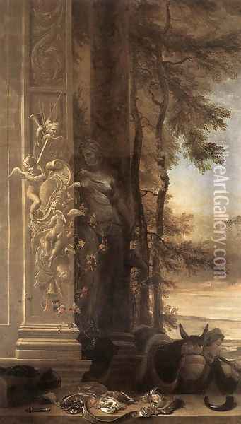 Game Still-Life with Statue of Diana 1703-16 Oil Painting - Jan Weenix