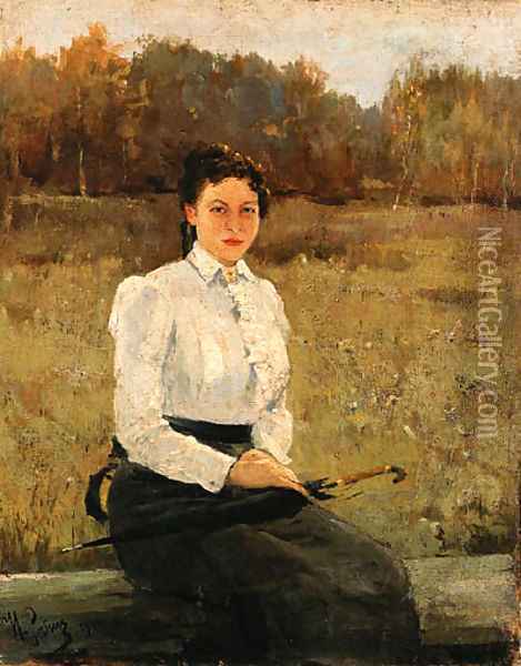 Portrait of N. Repina Oil Painting - Ilya Efimovich Efimovich Repin