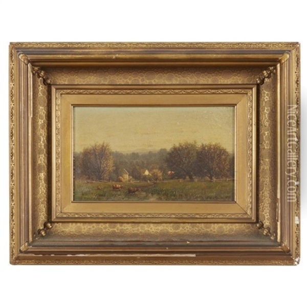 Cows In A Meadow Near Morristown, New Jersey Oil Painting - John Clinton Ogilvie