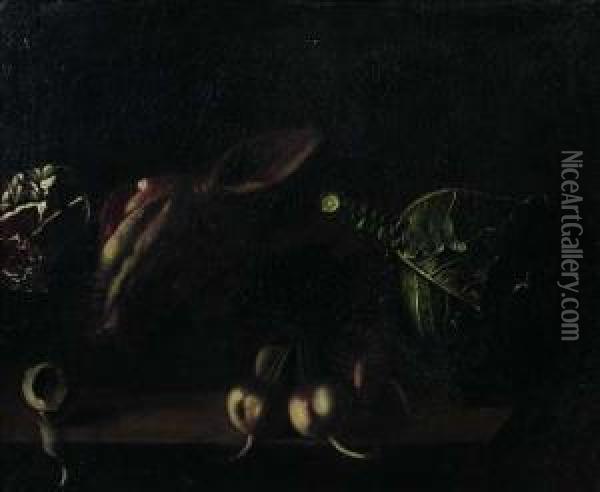 Natura Morta Con Ortaggi E Testa Di Suino Oil Painting - Lodovico Soardi