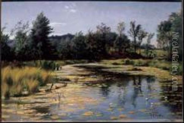 The Lily Pond Oil Painting - John Colin Forbes