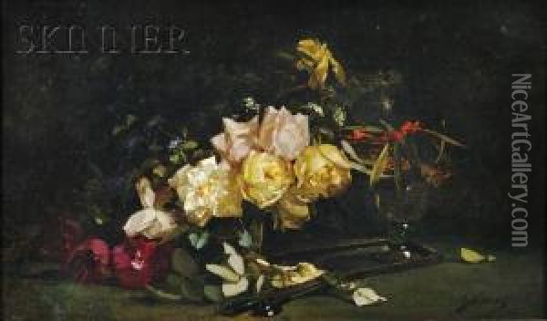 Still Life With Roses Oil Painting - Abbott Fuller Graves