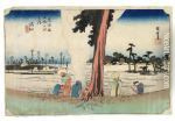 Hamamatsu, Fuyugare No Zu Oil Painting - Utagawa or Ando Hiroshige