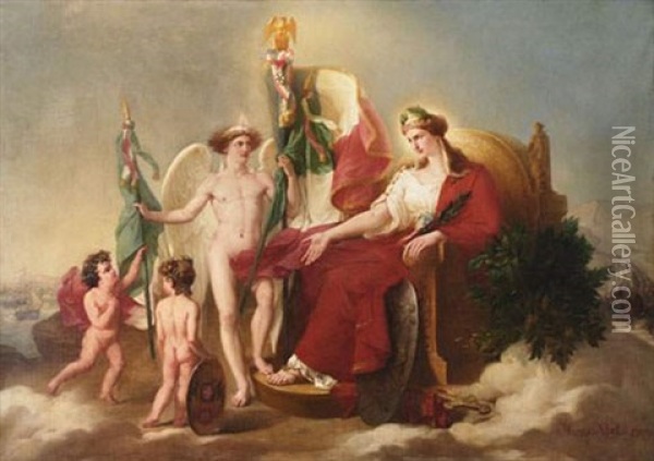 Allegorie De La Savoie Oil Painting - Francois Barthelemy Marius Abel