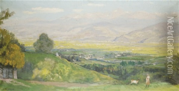 Vue De Grenoble Oil Painting - Jules Leon Flandrin