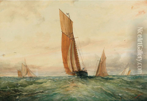 Herring Trawlers Oil Painting - Francis Abel William Armstrong