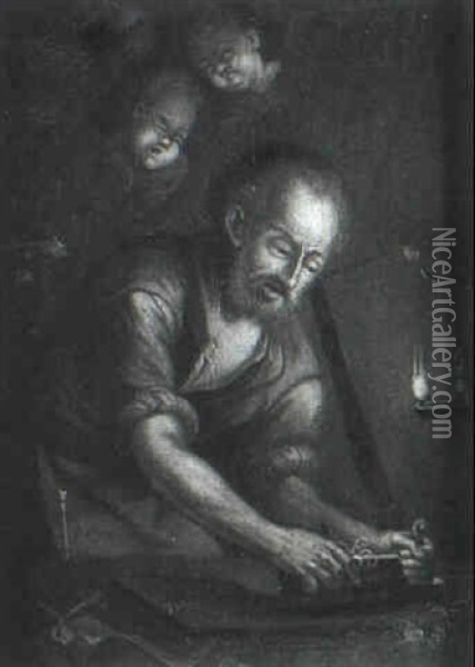 Saint Joseph In His Workshop Oil Painting - Jacob van der Sluis