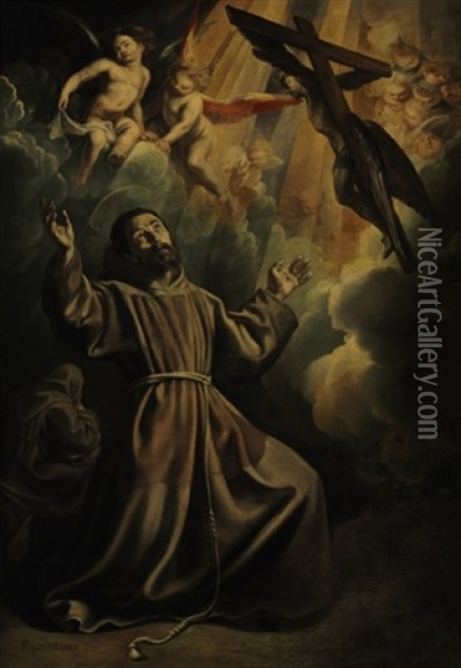 Saint Francis Receiving The Stigmata Oil Painting - Vicente Carducho
