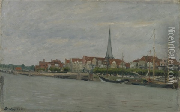 Alter Hafen Von Travemunde Oil Painting - Ernst Oppler