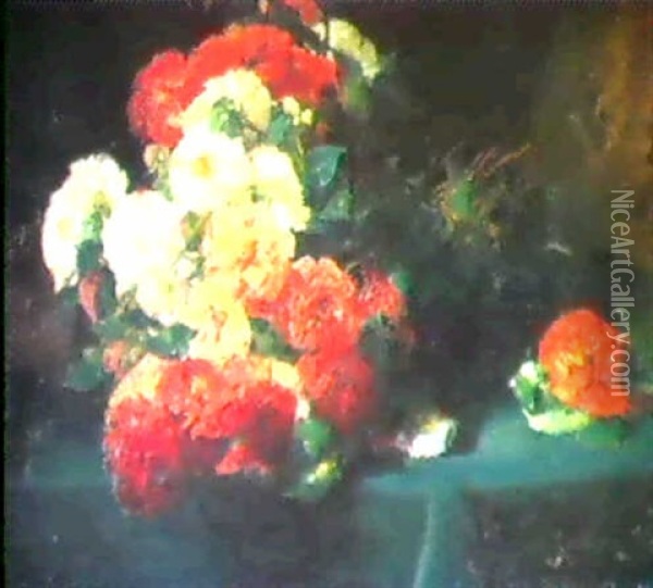 Stilleben Mit Rosen Oil Painting - Georges Jeannin
