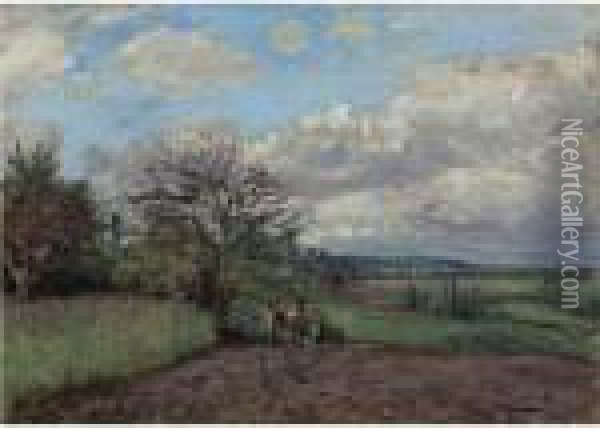 Paysage Avec Une Vachere Oil Painting - Camille Pissarro