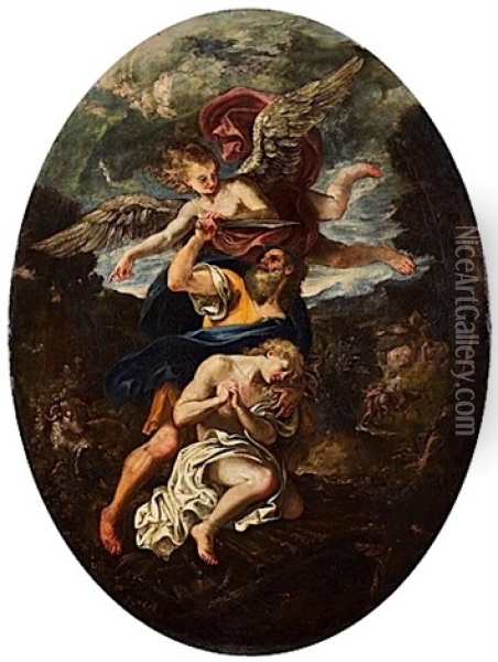 Le Sacrifice D'isaac Oil Painting - Giovanni Antonio Burrini