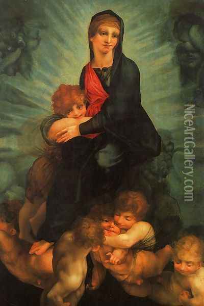 Madonna in Glory Oil Painting - Rosso Fiorentino (Giovan Battista di Jacopo)