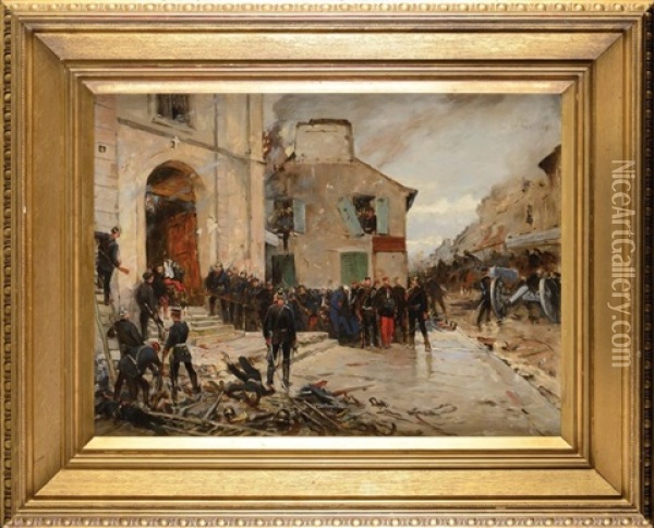 Le Bourget 20 Octobre 1870 Oil Painting - Alphonse Marie de Neuville