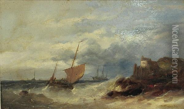 Shipping Off A Rocky Coast Oil Painting - William Clarkson Stanfield