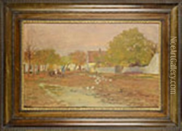 Rural Courtyard Oil Painting - Hugo Charlemont