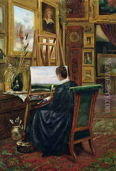 A Lady Artist, 1887 Oil Painting - Mary Churchill