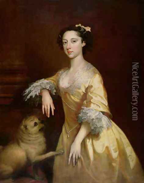 Lady with a Pug Dog Oil Painting - Joseph Highmore