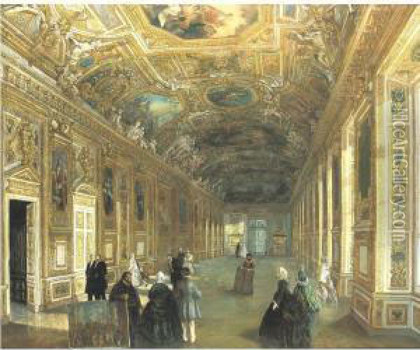 Galerie D'apollon Au Musee Du Louvre Oil Painting - Armand Julien Palliere