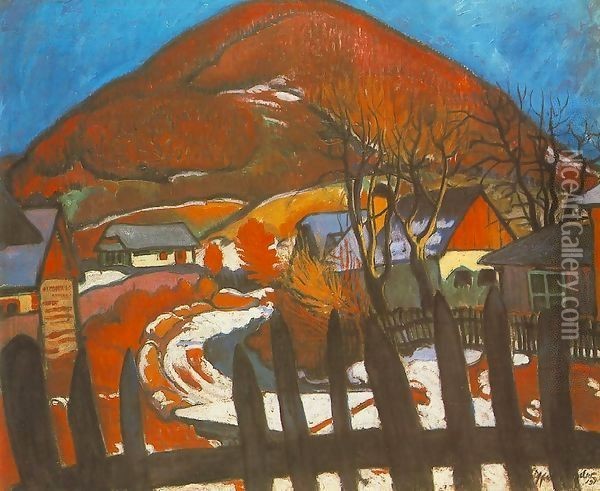 Landscape with Fence beginnig of 1910s Oil Painting - Robert King