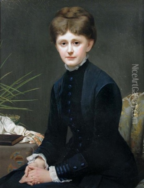 Portrait Of Miss Margarete Gebhardt, Daughter Of Ernst Keil Oil Painting - Paul Thumann