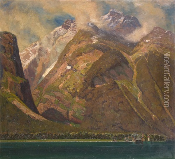 Konigssee Mit Watzmann Oil Painting - Robert Kaemmerer